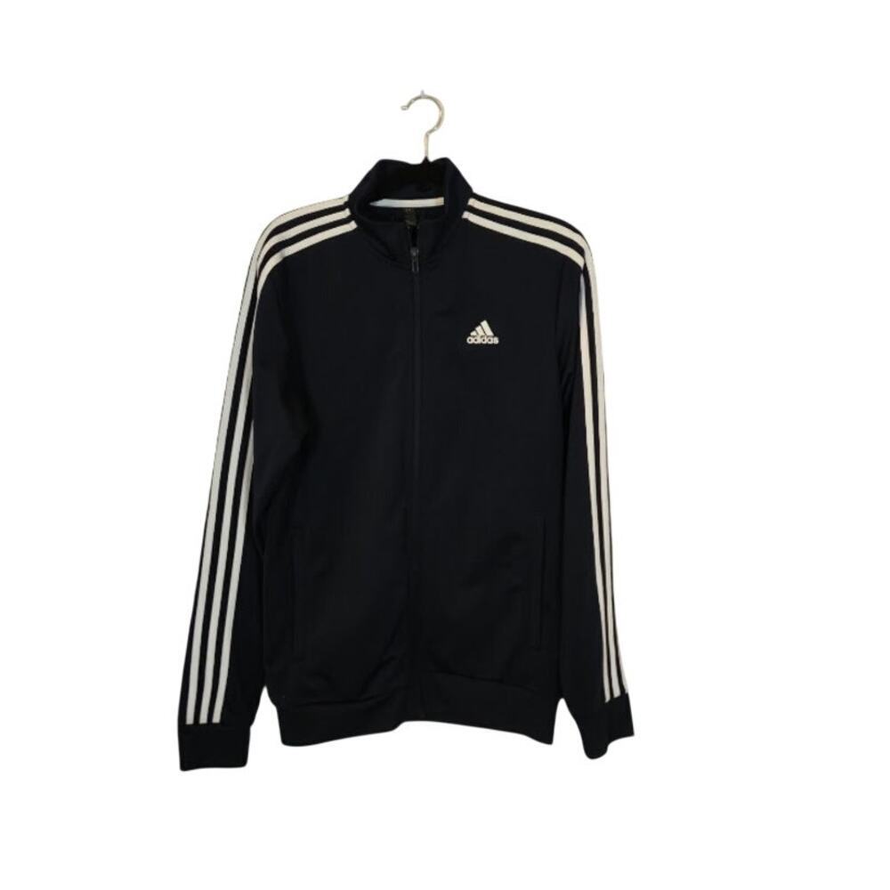 Adidas Women's Zip Up Track Jacket Size Small Black Logo Casual Athleisure